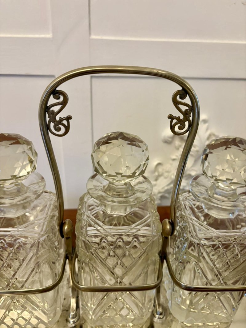 Antique Victorian Quality Silver Plated Tantalus - Image 2